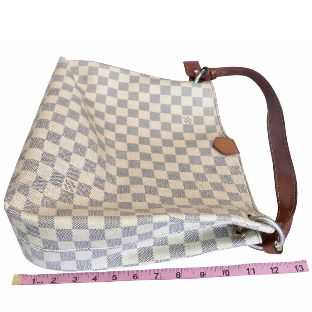 Designer-Inspired Checkered Tote Bag in Beige and Brown - Picture 12 of 16